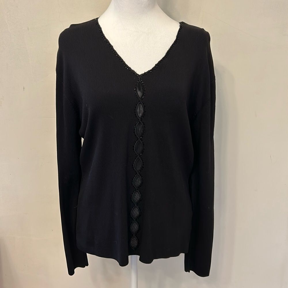 Cyrus long sleeve black beaded sweater Size XL EUC